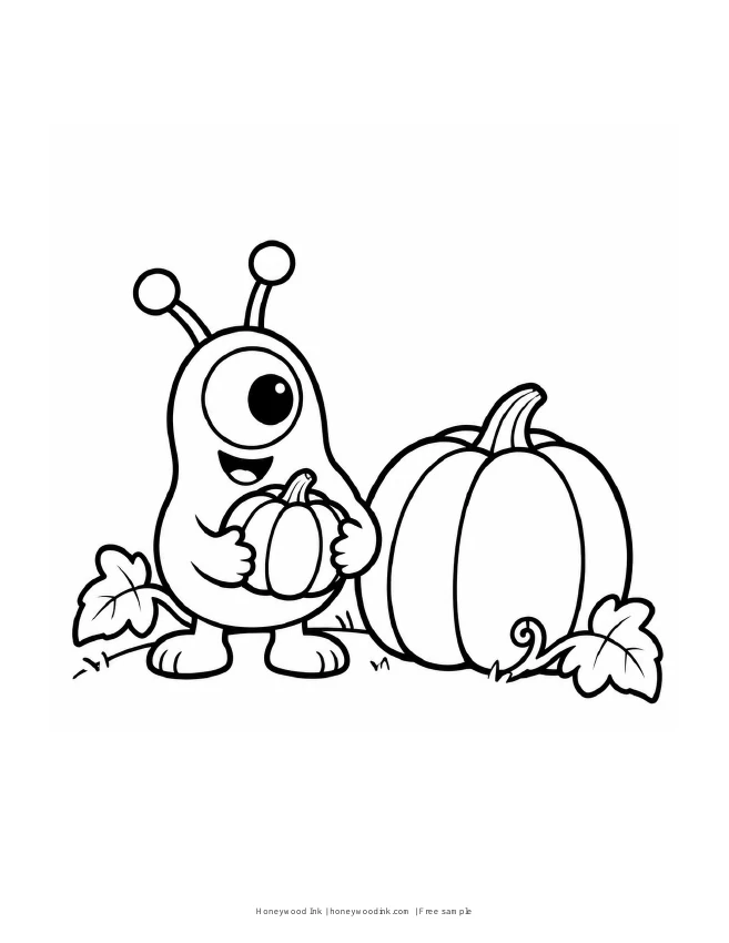 Pip choosing a pumpkin, ready to print and color